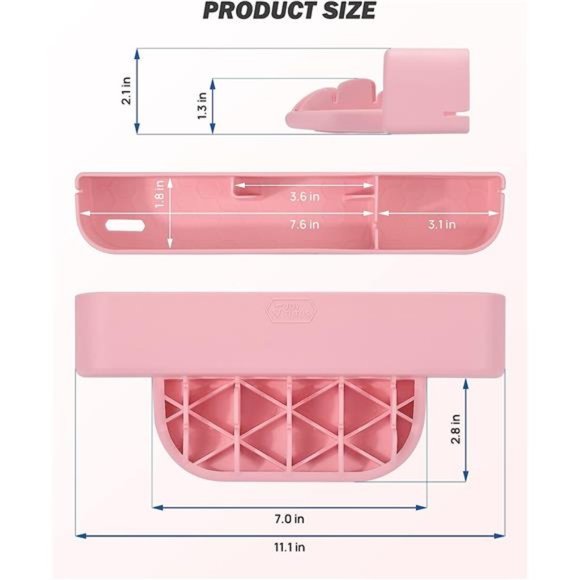 2 Pack Pink Gap Filler Organizer,Silicone Console Storage Box for Car Front Seat - Picture 5 of 6